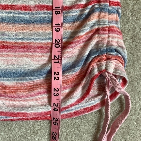 Democracy Womens Short Sleeve V-Neck Stripe Ruched Top Size Small - Picture 6 of 7